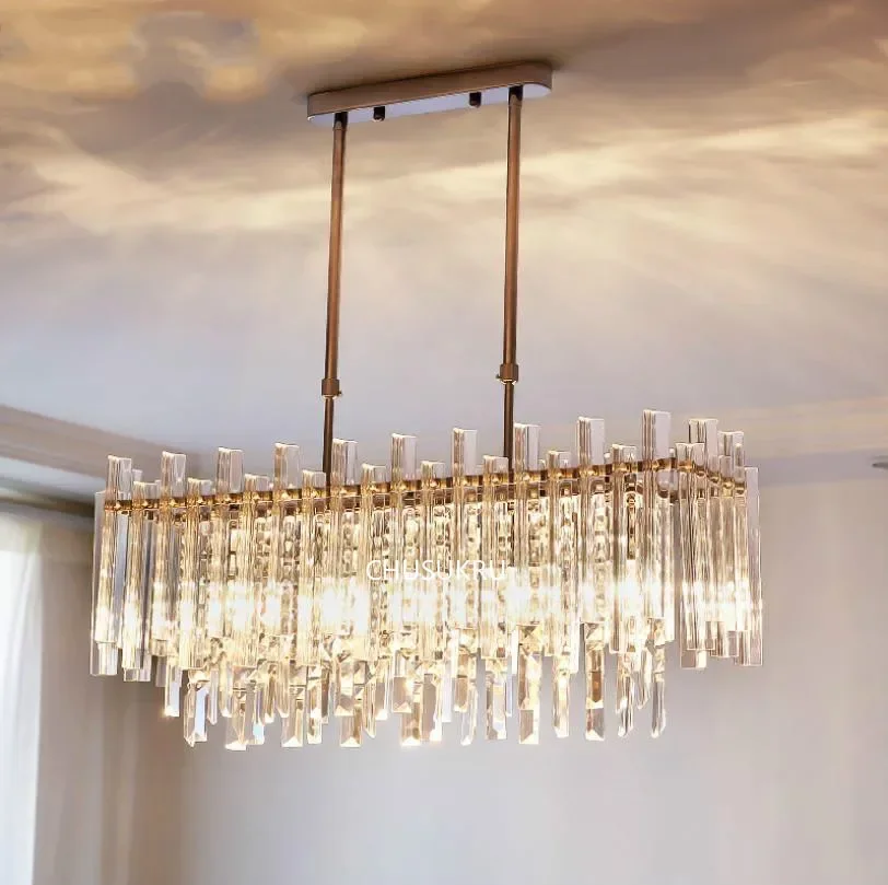 Moderne Kristall Kronleuchter Decke Platz/Runde Hängen LED Kronleuchter Für Wohnzimmer Schlafzimmer Küche Nordic Esszimmer Licht