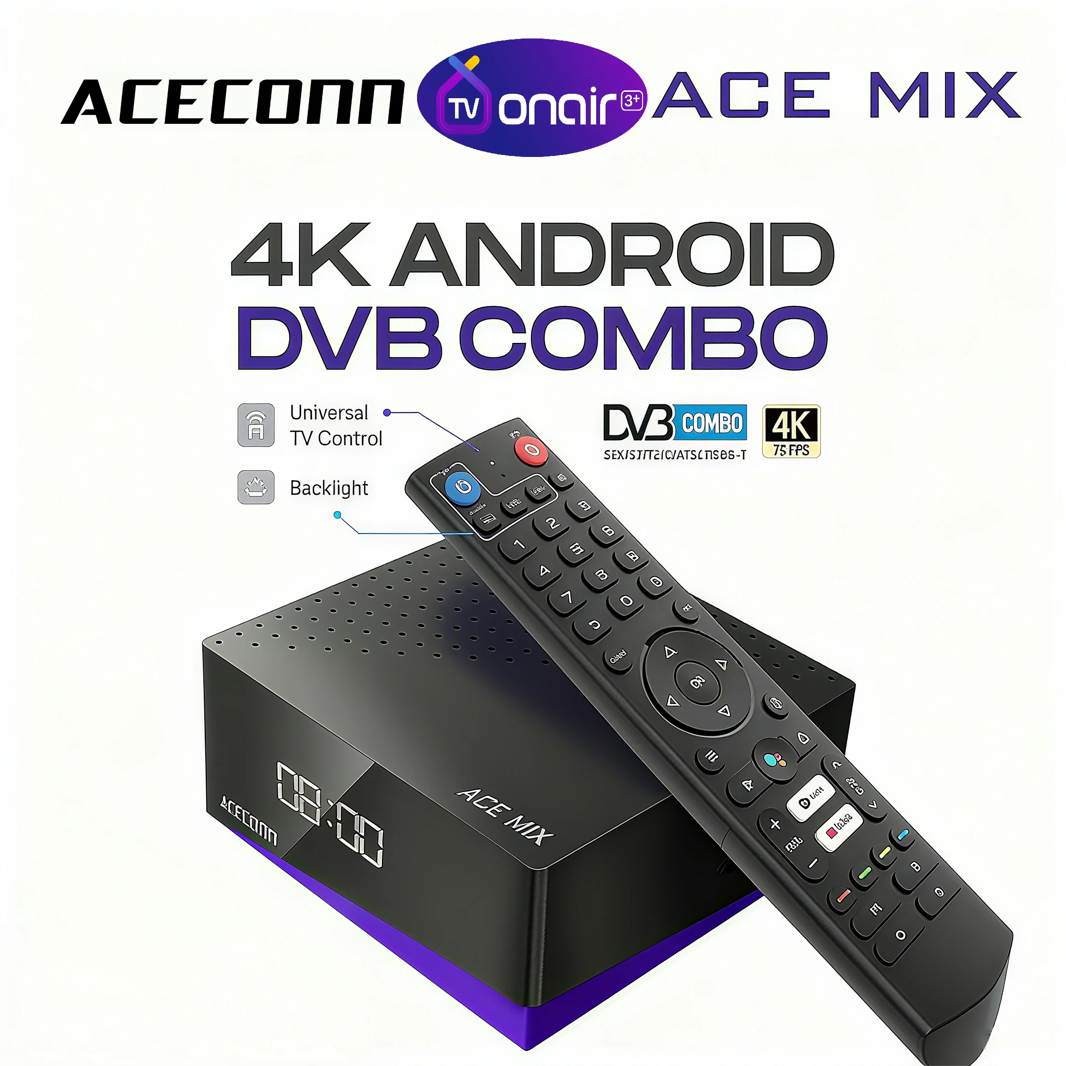 4K TV Box Satellite Receiver DVB-S2/T2/C 2GB 32GB Android 9.0 ACECONN TVonair Easy Add IPTV Abonment Box Dualband WiFi FOREVER