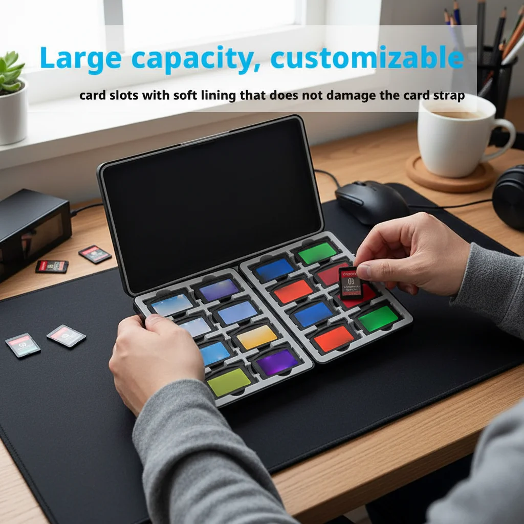 For GBA 16-in-1 Game Card Storage Box - Magnetic Organizer for Game Boy Advance Cartridges Hard Shell Silicone Lining