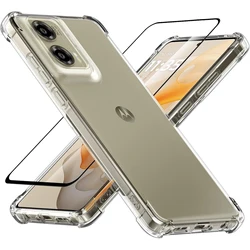 Clear Anti-slip Shockproof Durable Flexible TPU Case Cover for Moto G Stylus 2024 5G With Tempered Glass Screen Protector