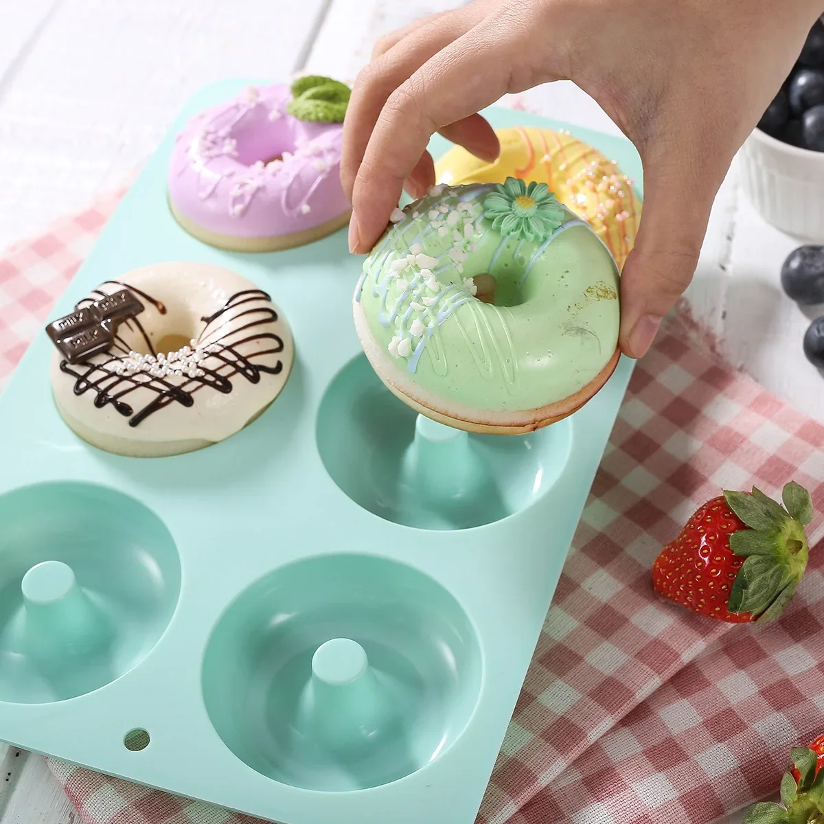 6 Hole Silicone Donut Mold Cake Mold Non Stick Bagel Pan Pastry Chocolate Muffins Donuts Heat Resistant Kitchen Accessories Tool