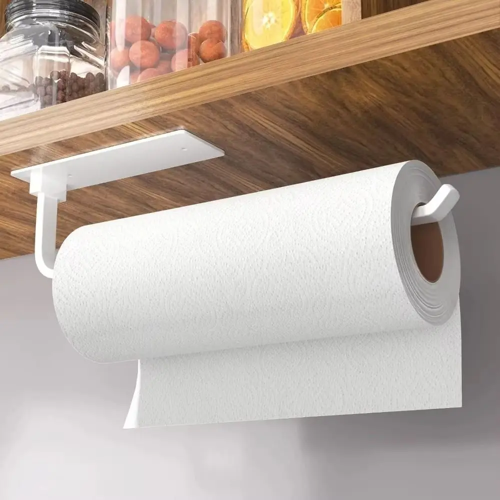 

Under Cabinet Paper Towel Holder Rust-proof Self-Adhesive/Drilling Mount Kitchen Roll Dispenser Large load-bearing Reusable