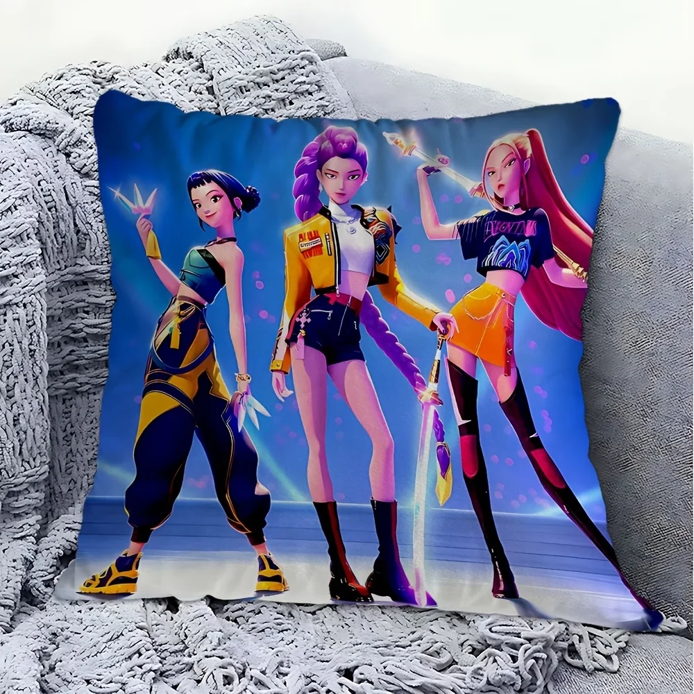 

Подушка-чехол с мультяшным принтом Demon KPop Hunters для дома, дивана, гостиной, офиса, кофейни, автомобиля