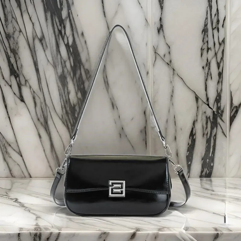 

Elegant Leather Tote Bag With Letter Logo Vintage Crossbody Messenger Purse Women’s High-End Minimalist Style