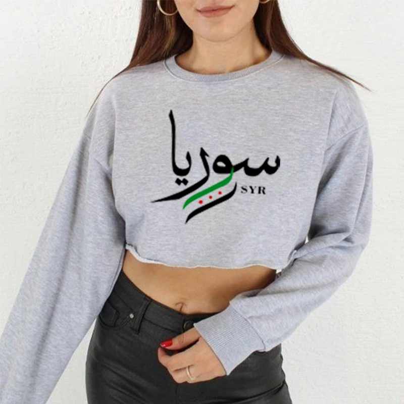 Middle Eastern Pride Cropped Sweatshirt, Syrian Flag Pullover,Cultural Heritage Top,Patriotic,Damascus,Resistance Fighter,Unisex