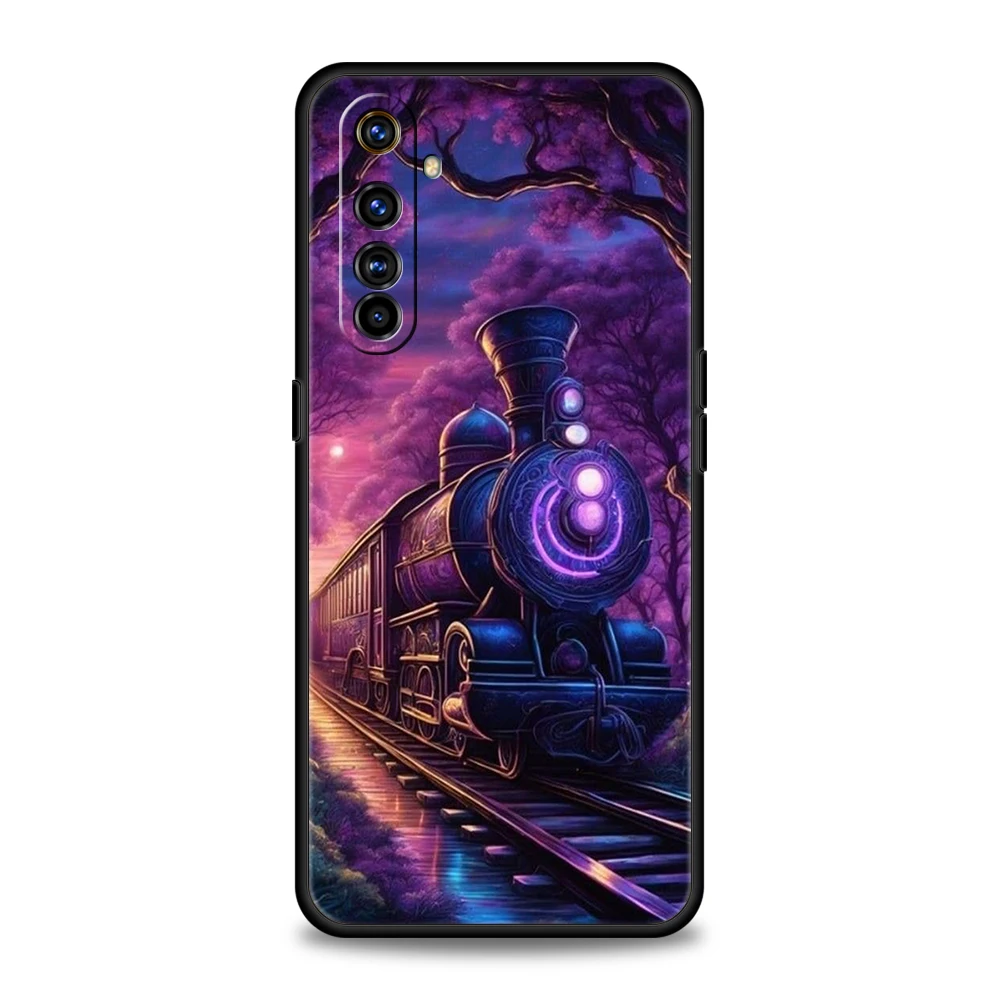 Train Phone Case for Realme 8 9 Pro Plus 8i 9i 6 7 GT2 C21 C25 C3 C11 11 Pro 5G Plus Shockproof Silicone Shell Fundas Capas Bags