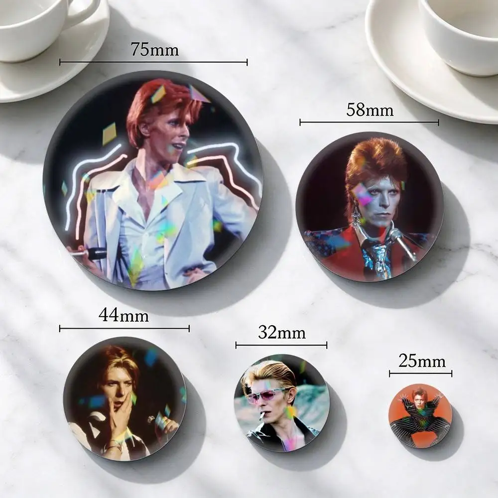 David B-Bowie Glam-Rock  25mm 32mm 44mm 58mm 75mm Brooches Badges Pins for Accessories Gift
