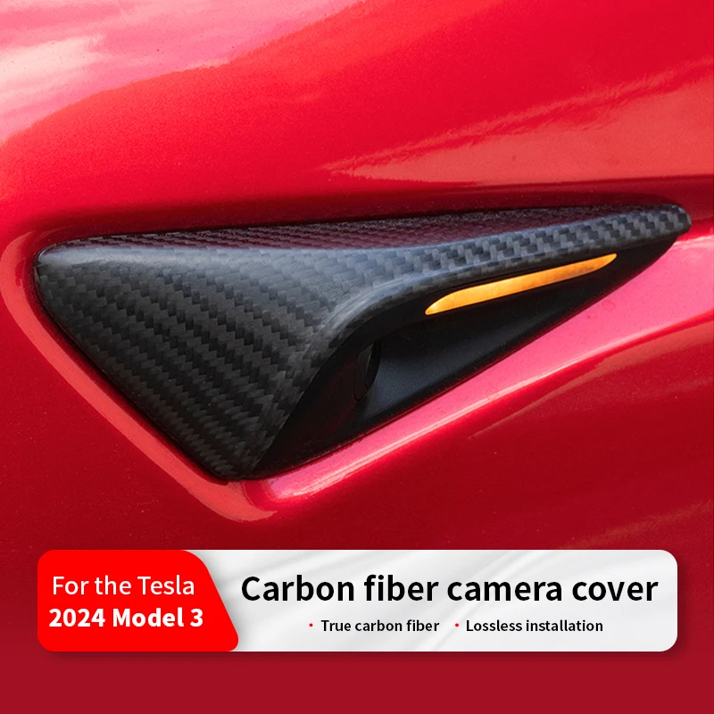 For Tesla Model 3 Y Highland 2025 Side Camera Cover Lens Protector Leaf Board Carbon Fiber New Matte Carbon Fiber Leaf Board