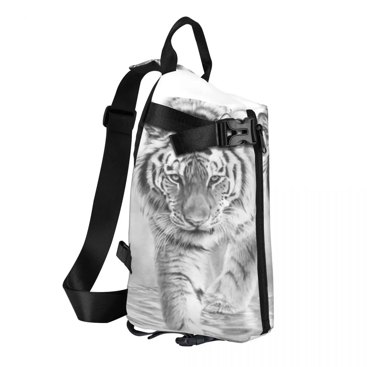 Walking Tiger Shoulder Bags Animal Streetwear Chest Bag Boy Cycling Print Sling Bag Novelty High School Small Bags