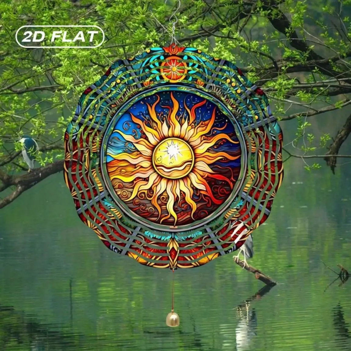 CIFBUY Metall-Windspiele für den Außenbereich, Gartendekoration, wetterfest, rostbeständig, 2D-Sonnen-Mandala-Spinner, Hofdekoration, Landschaftskunst