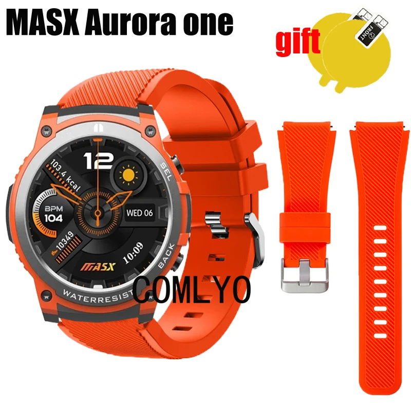 For MASX Aurora one Strap Silicone Soft Smart Watch Band Belt Bracelet Screen protector film for Men Women