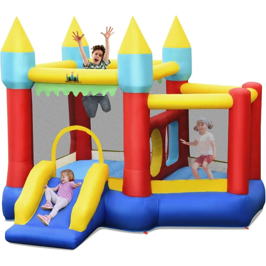 Casa de rebote inflable para 5-12, fiesta familiar en interiores y exteriores con área de salto, piscina de bolas, Castillo de salto para niños pequeños, rebote Ho