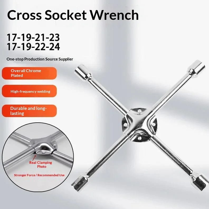 14 Inch Cross Tire Wrench Reinforced 45# Carbon Steel Socket Tool for Auto SUV Tire Change Repair Work