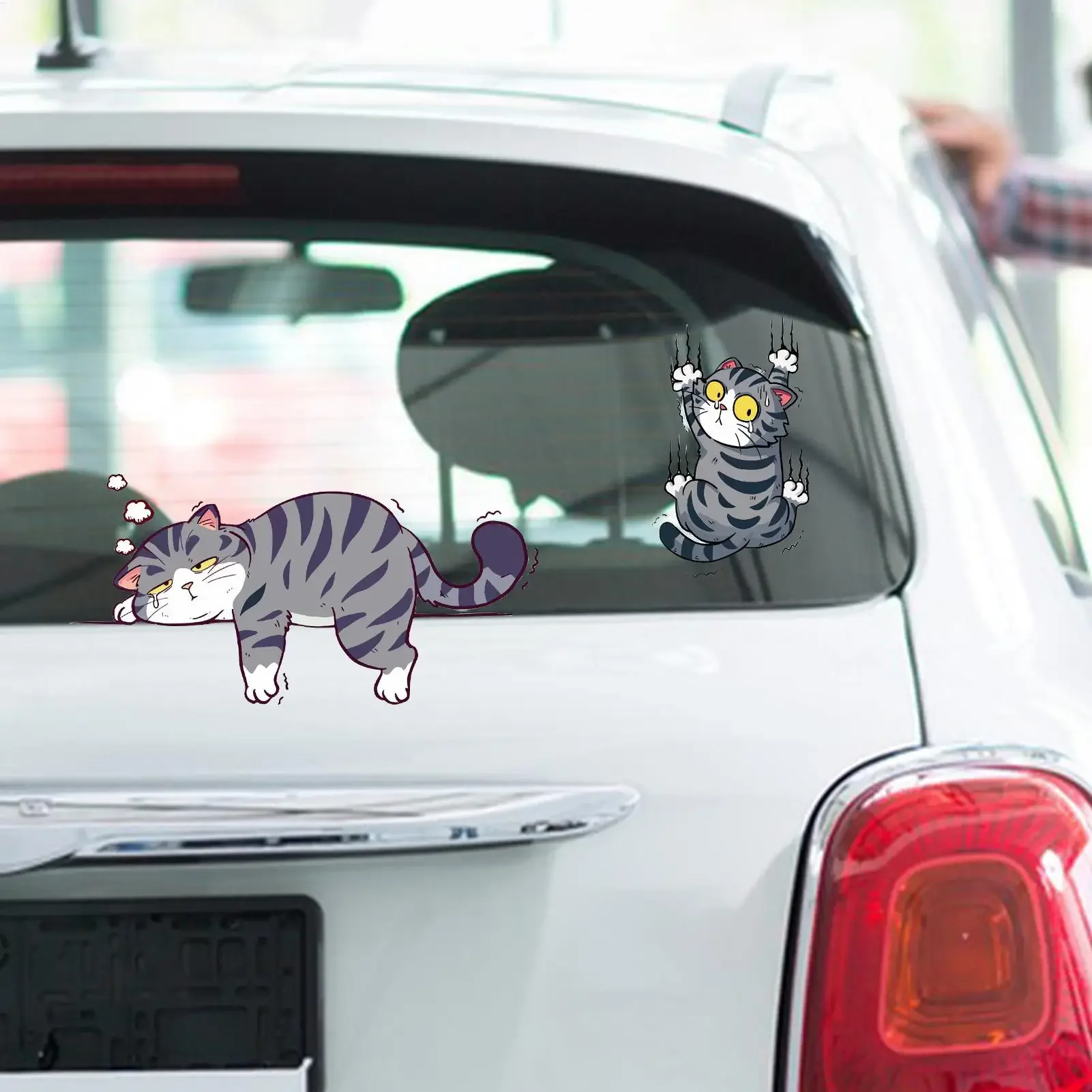 1 Set Funny Climbing Cat Stickers, Pet Animal Vinyl Decals for Car Bumper Scratch Cover