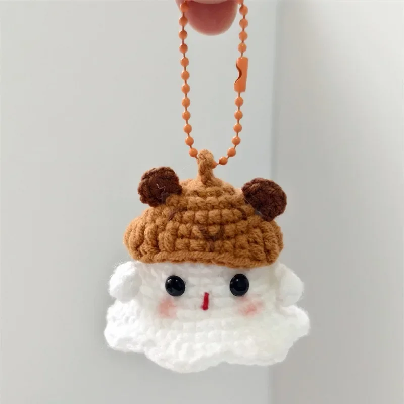 Petit Fantôme Tissé à la Main, Couple Mignon, Porte-clés, Sac Pendentif Voiture, Cadeau Animaux en Peluche, Jouets, 1 Pièce