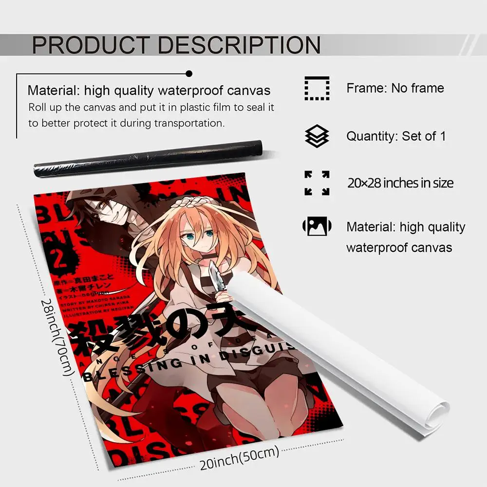 أنيمي A_Angels of D_Death اللوحة الخط الكتان قماش المشارك جدار يطبع لغرفة المعيشة غرفة نوم مكتب ديكور المنزل