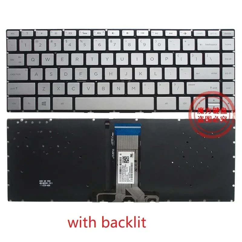 

Новая английская клавиатура для HP X360 14-ba049tx 14-BS042TX 14G-BR002TU 14-BS 14Q-BU W125 14-BF 14-BP 14-BW, серебристая клавиатура с подсветкой