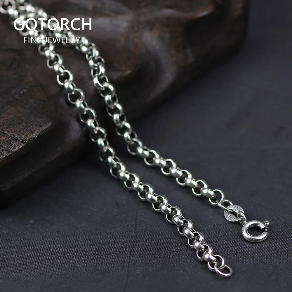 Genuine 925 Sterling Silver Sweater Chains Necklaces For Women And Men Round Shape Beaded Necklace Accessories 18-32 inch