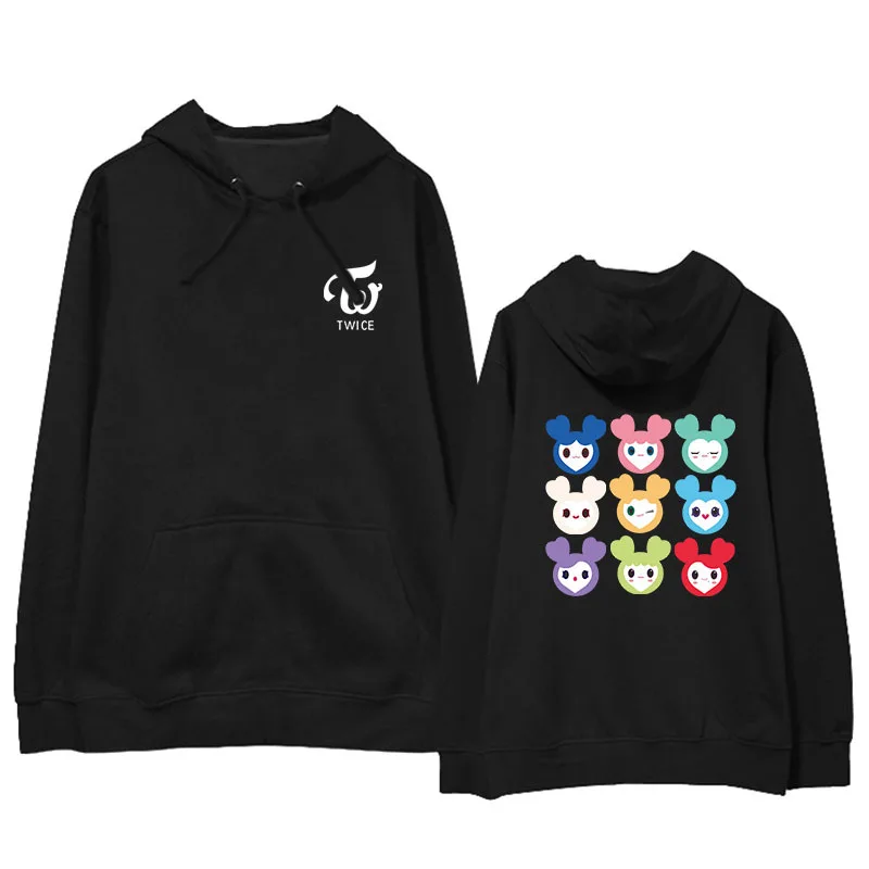 KPOP TWICE LOVELYS Album Hoodie Hip Hop Casual Loose Hooded Clothes Pullover Print Long Sleeve Sweatshirts kawaii Cartoon hoody