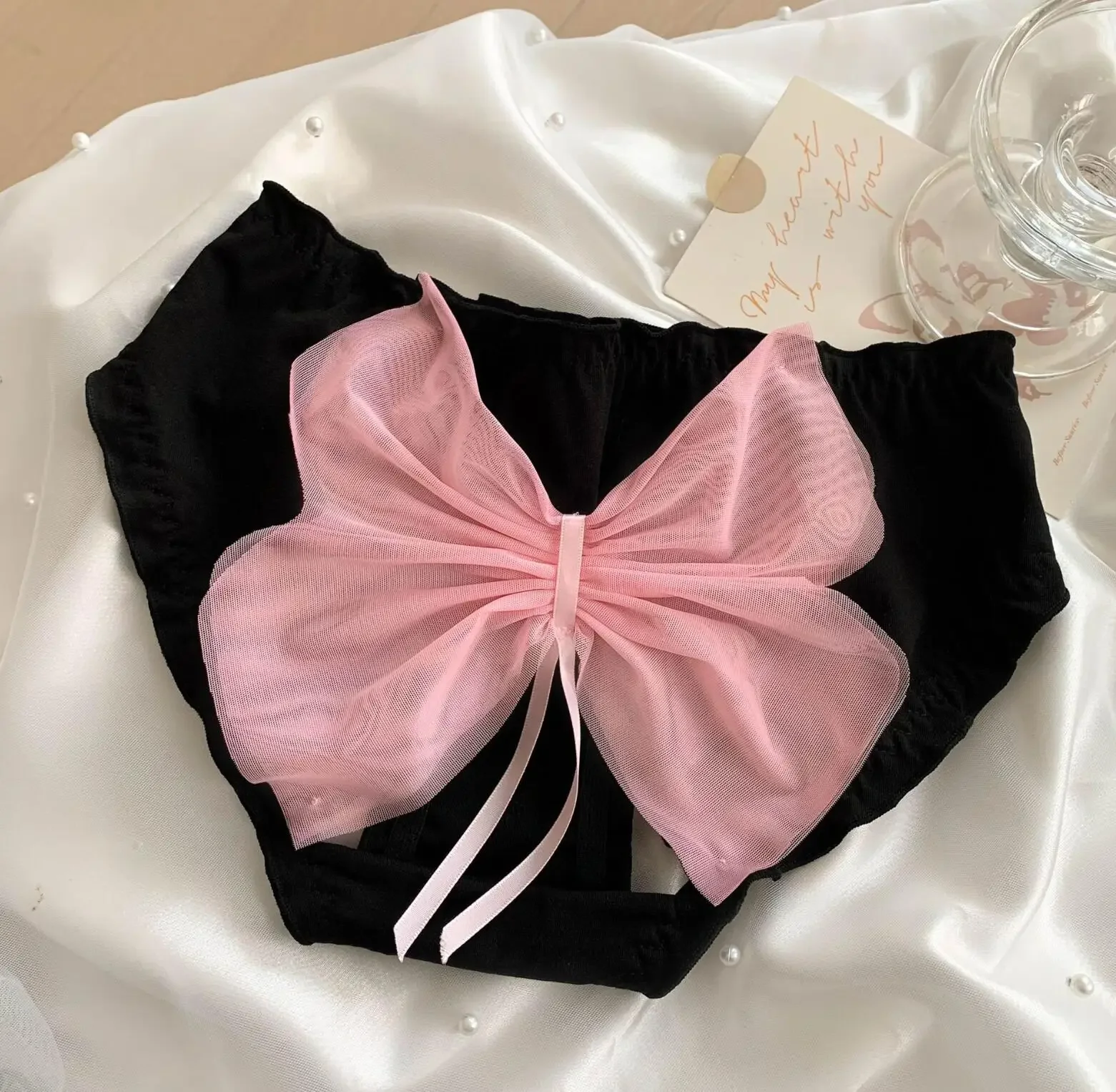 سراويل داخلية قطنية كبيرة القوس ، سروال داخلي ثونغ ، صورة حقيقية ، جميلة ، لطيفة ، لوليتا ، كاواي ، M ، L ، XL