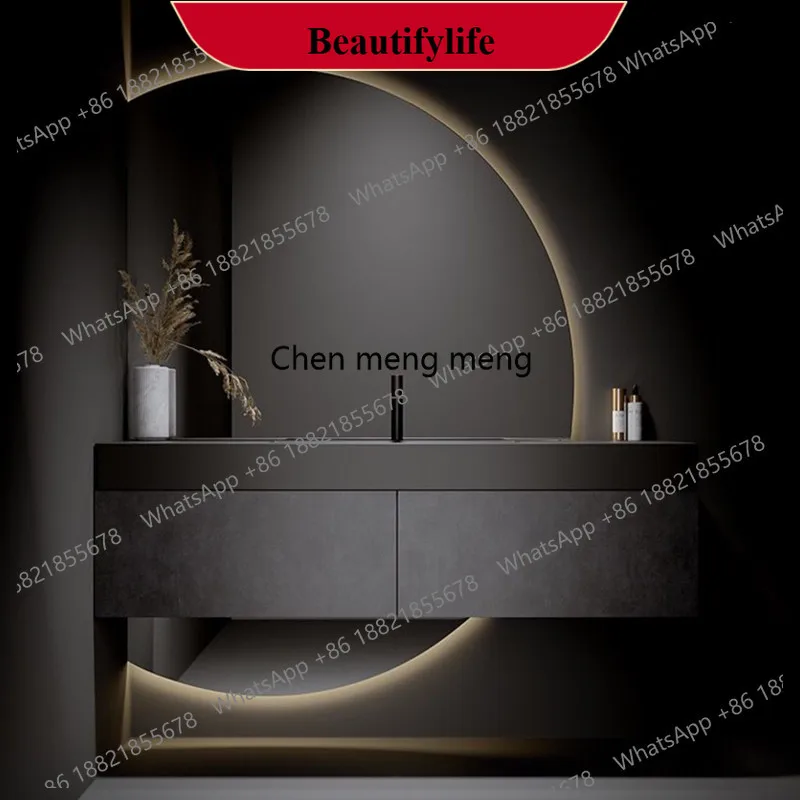 

F185 Bathroom Furniture Italian Style Bathroom Cabinet Smart Light Luxury Washbasin Cabinet Combination Solid Wood Wall Mounted