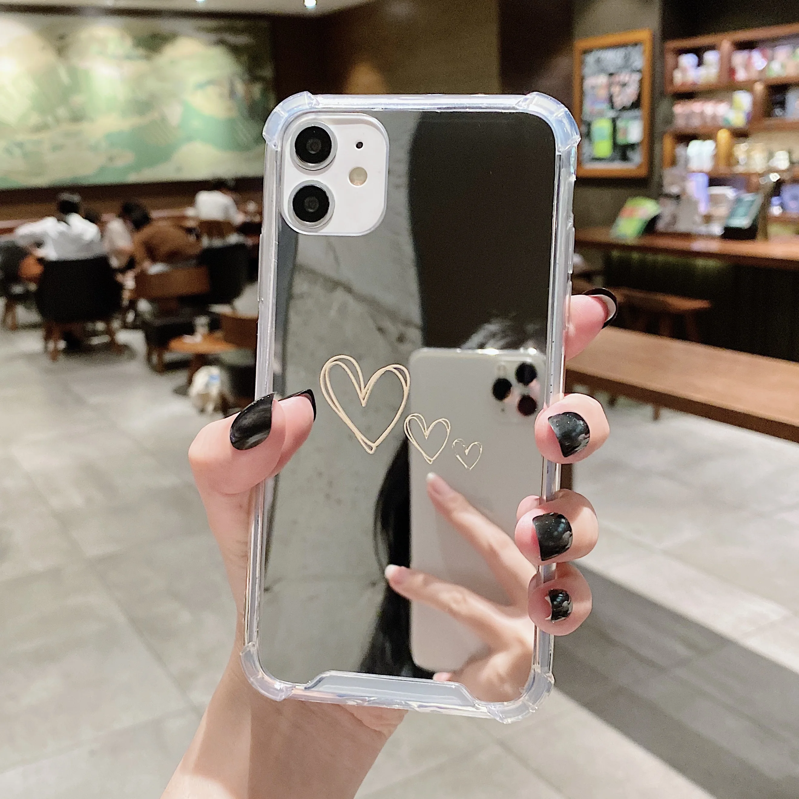 Love Pattern Phone Case For iPhone 14 13 12 11 Pro Max Mirror Phone Cases For iPhone 11 Xr 7 8 Plus