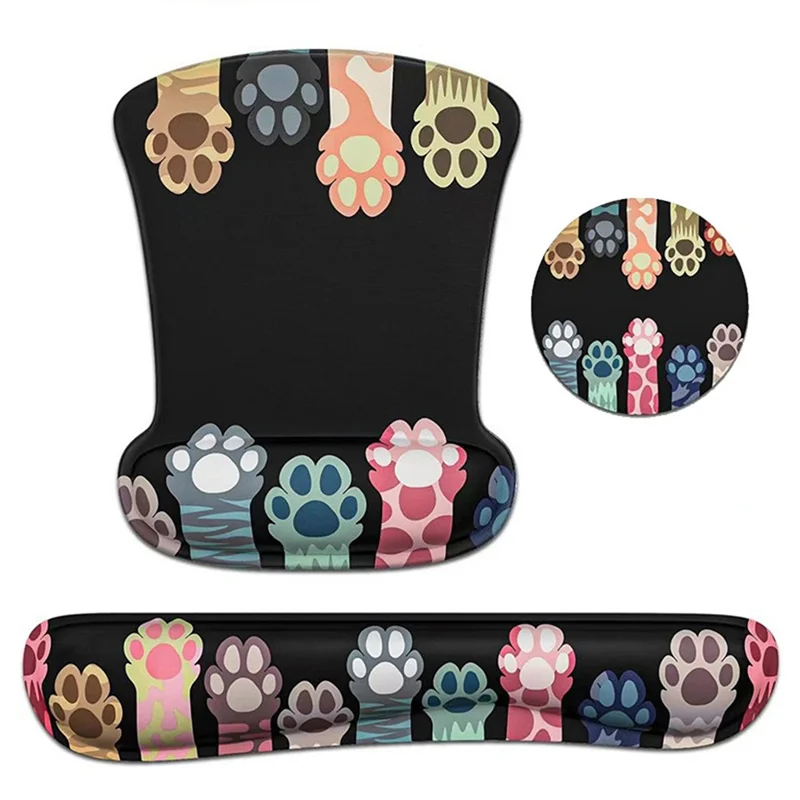 Conjuntos de mouse pad 3 em 1 com suporte para descanso de pulso de teclado, conjunto de teclado de espuma de memória mousepad com descanso de pulso