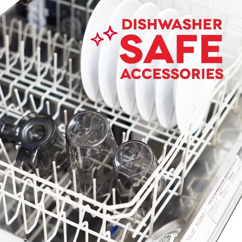 عصارة داش المضغ البطيئة المدمجة، سهلة التنظيف، عصارة الضغط البارد مع فرشاة، كوب قياس اللب ودليل وصفة العصير