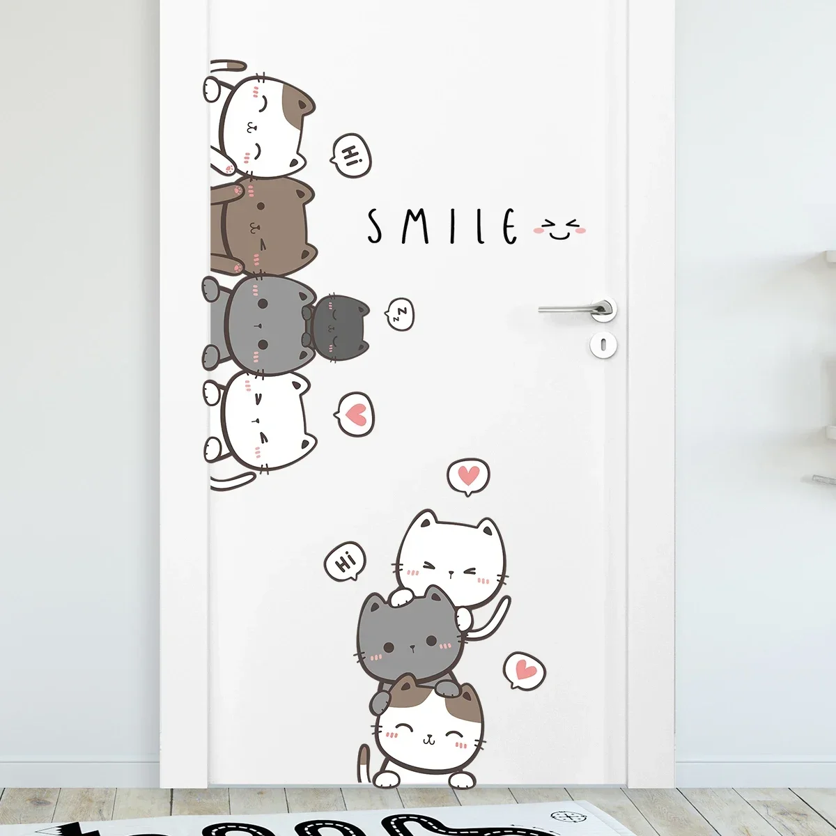 1Pc Furniture Cartoon Cute Cat Wall Stickers for Door Home Decor Accessories Living Room Kids Room Decoration Wall Decals DIY