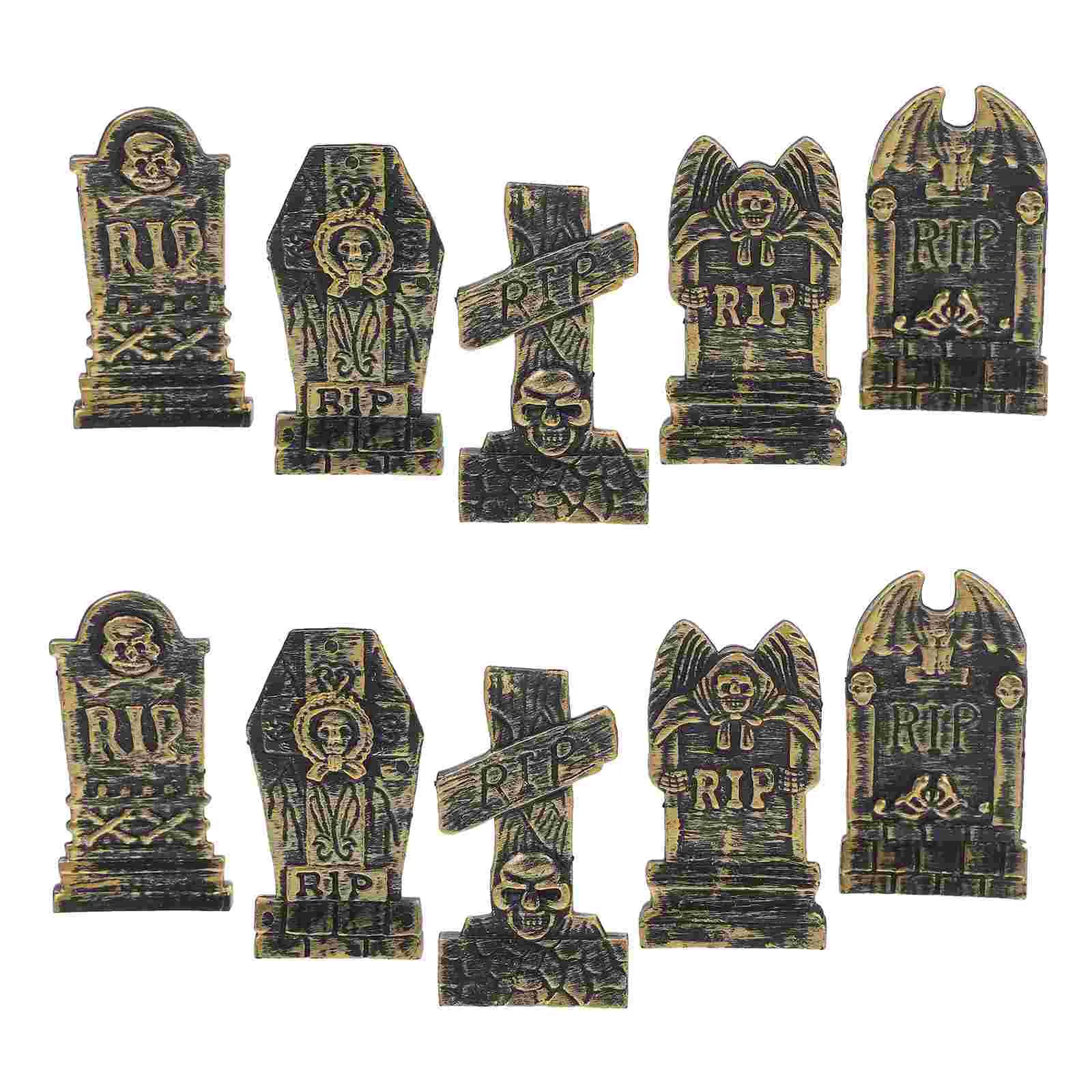 20 Pcs Plastic Headstone Tombstone Decoration Plastic Fake Headstone Halloween Gravestone Props Spooky Yard Event Decor