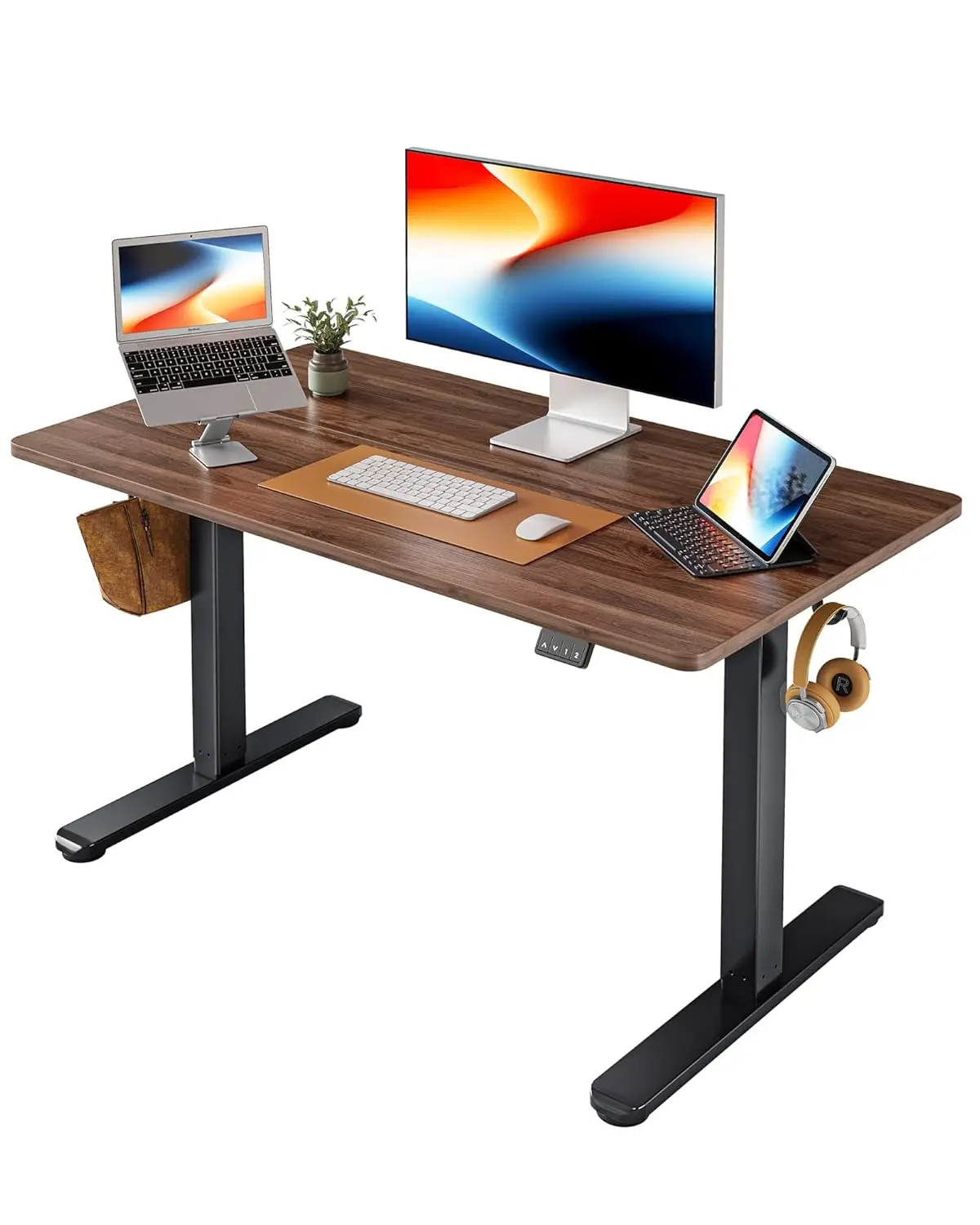 

Electric Height Adjustable Standing Desk 48x24 Inches Black Customizable Sit Stand Home Office Computer Desk