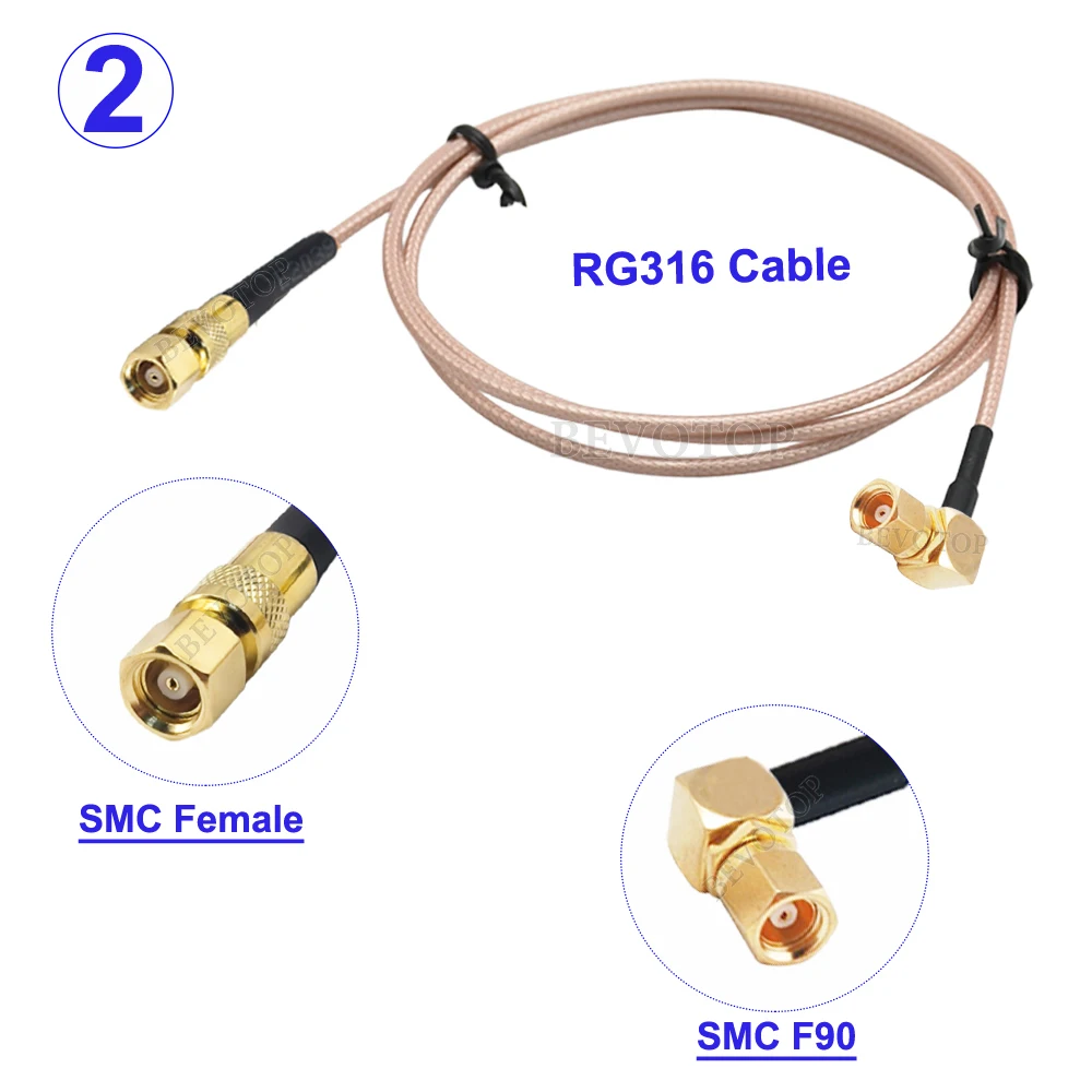1 stks RG-316 SMC naar SMC Mannelijke/Vrouwelijke Kabel Connector 50Ohm RG316 Jumper 50 Ohm Laag Verlies RF Coaxia Pigtail 10 CM-20 M