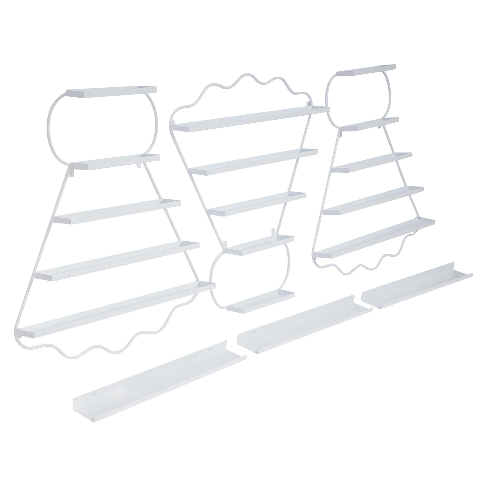 Branco 6 pçs fixado na parede cremalheiras de esmalte de ferro prateleiras de esmalte badminton rack de exibição para loja de beleza