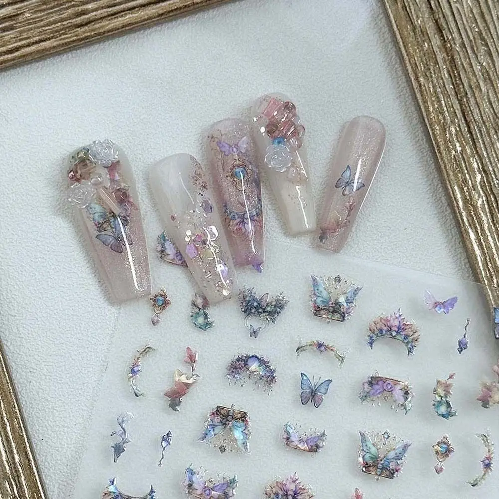 

5D Fantasy Shell Light Laser Rose Butterfly Dreamy Nail Art Stickers Love Heart Decals Manicure Ornaments Stickers