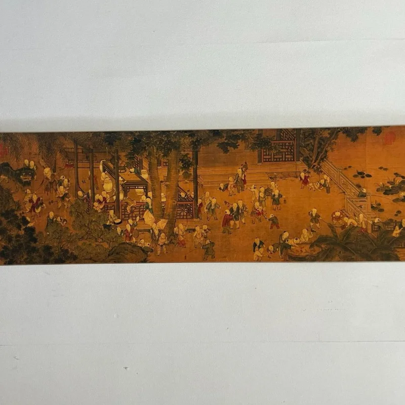 

Antique Style Wall Scroll Famous Calligraphy and Painting Leng Mei Hundred Sons Picture Long Scroll Painting Scroll Living Room