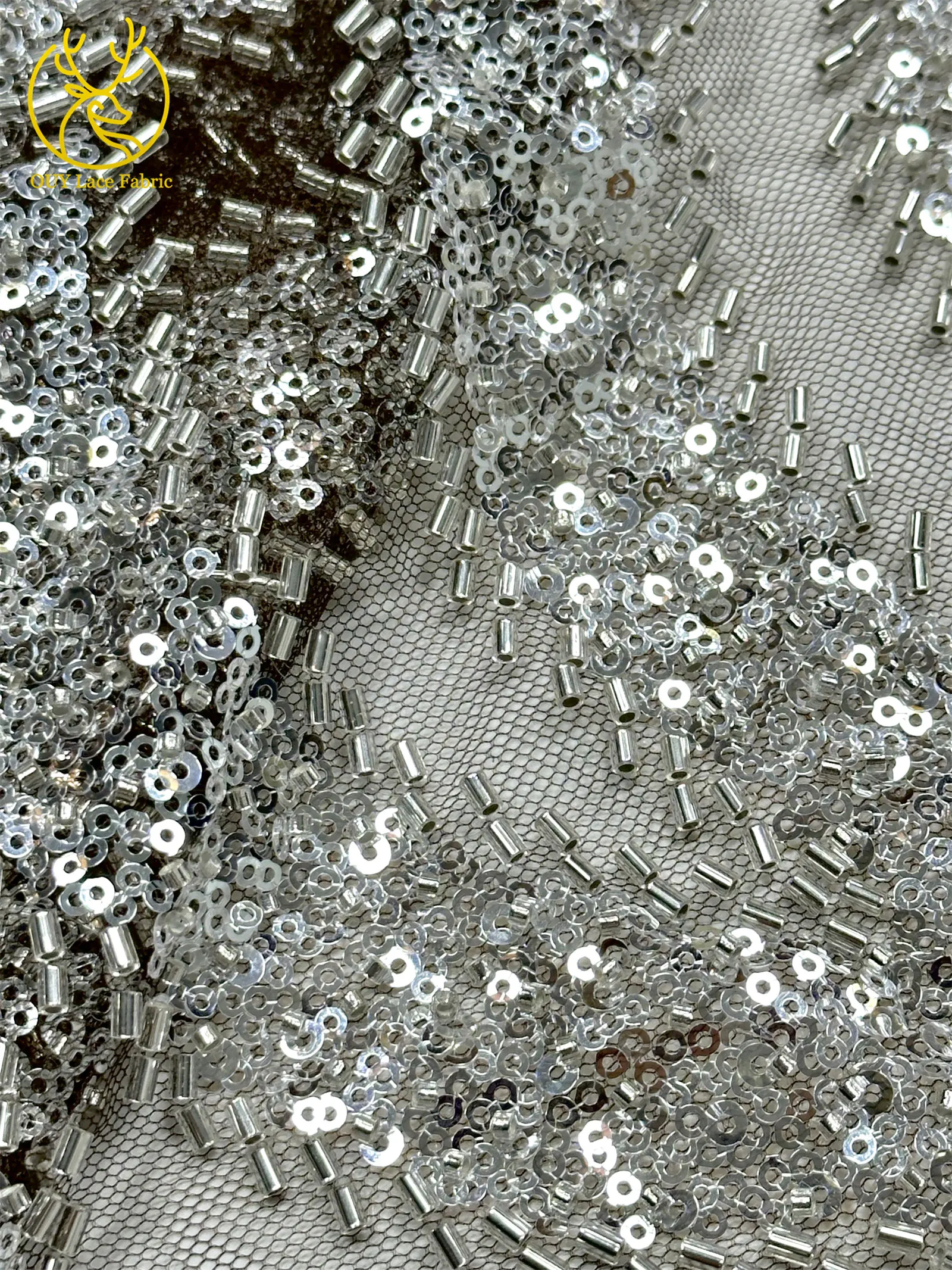 Luxuriöser schwarzer französischer Spitzenstoff mit Perlen und Pailletten 2026 Hochwertiger afrikanischer Tüll-Spitzenstoff für nigerianische Damen-Partykleider zum Nähen – Detail 29