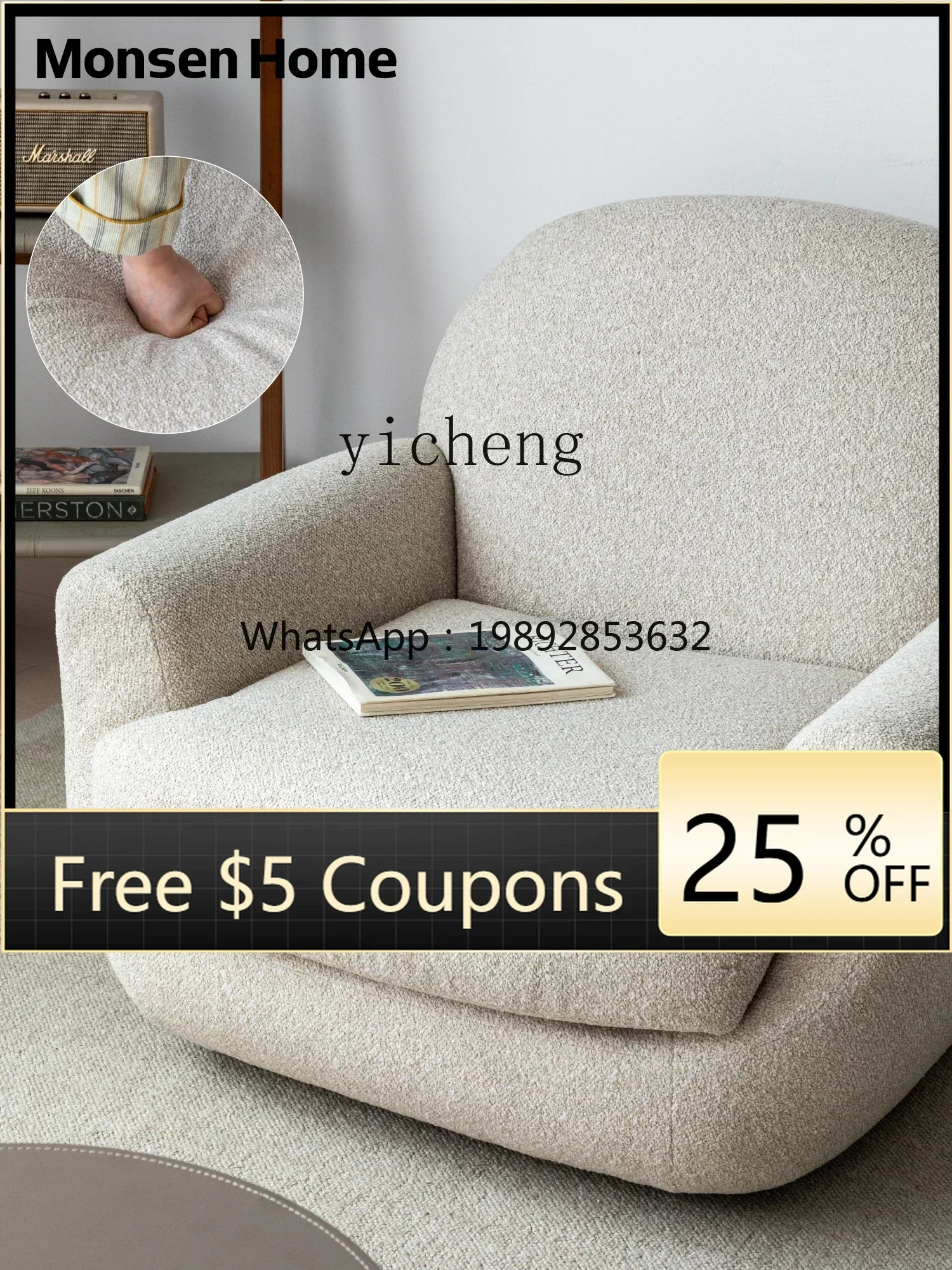 

Single leisure chair Minimalist Italian small apartment Modern simple living room Balcony sofa chair