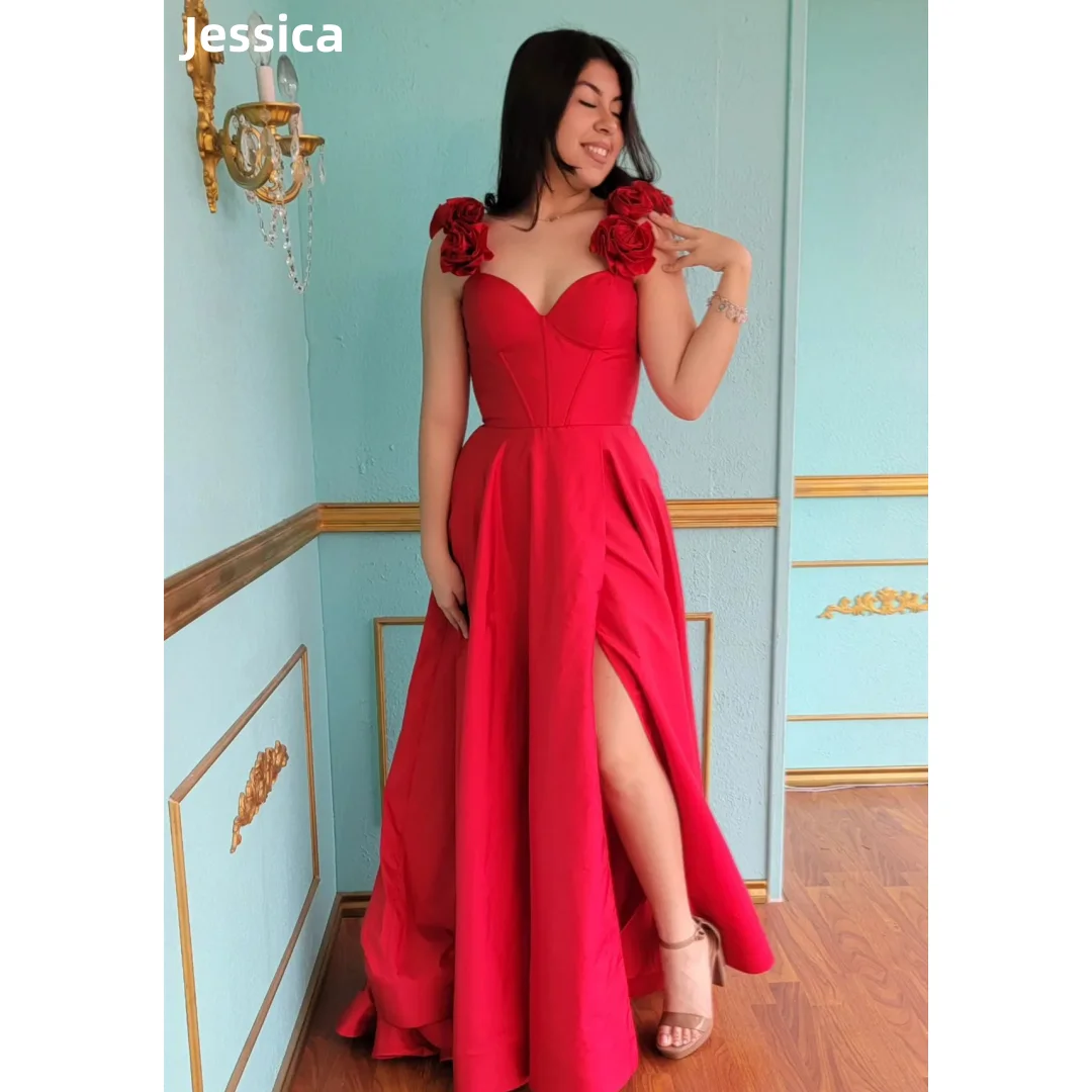 

Jessica Fairy Red Elegant Wedding Dress Handmade Flower Princess Prom Dresses Sexy Backless Cocktail Dresses Vestidos De Fiesta