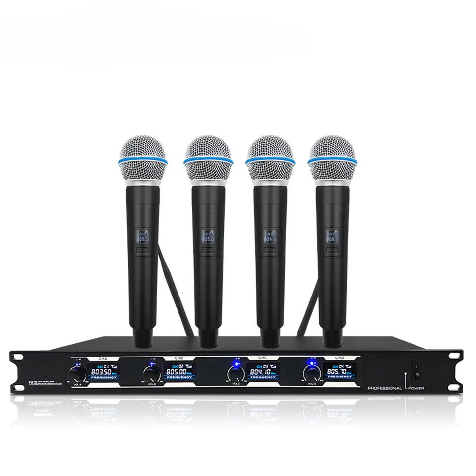 SY804 Professional 1 to 4 Conference UHF Wireless Karaoke Microphone for KTV Stage Performance