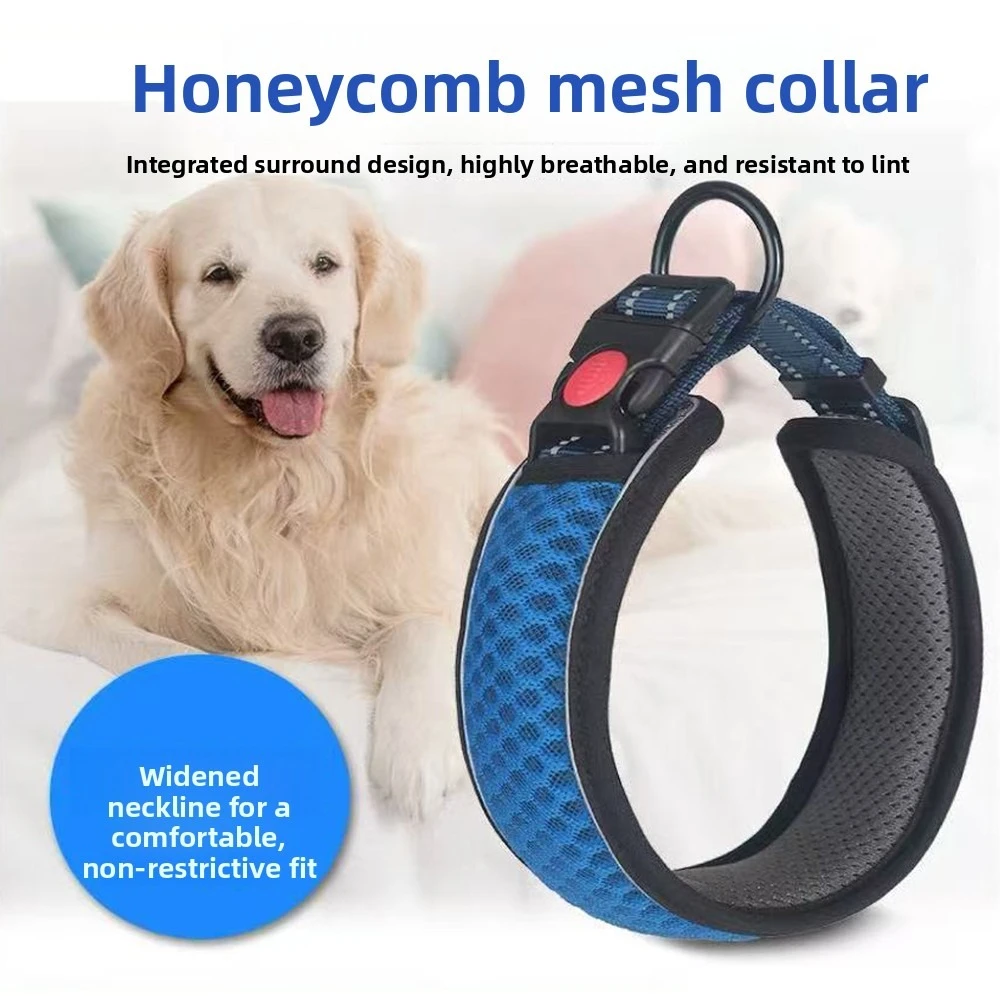 

Honeycomb Reflective Dog Collar Adjustable Safety Pet Breathable Mesh Night Visibility Puppy Necklace for Small Medium Large Dog