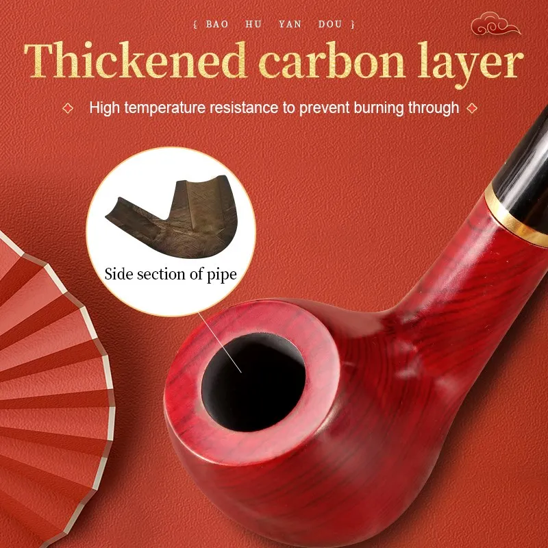 

High Quality Red Sandalwood Chimney Creative Smoking Pipes Herb Tobacco Pipe Cigar Grinder Smoking Accessories Best Gift