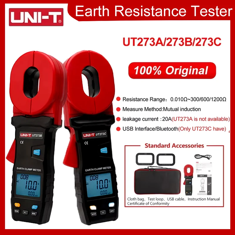 UNI-T المشبك اختبار مقاومة الأرض UT273A UT273B المتبادل التعريفي الأرض المقاومة متر حلقة تستر تسرب الاختبار الحالي