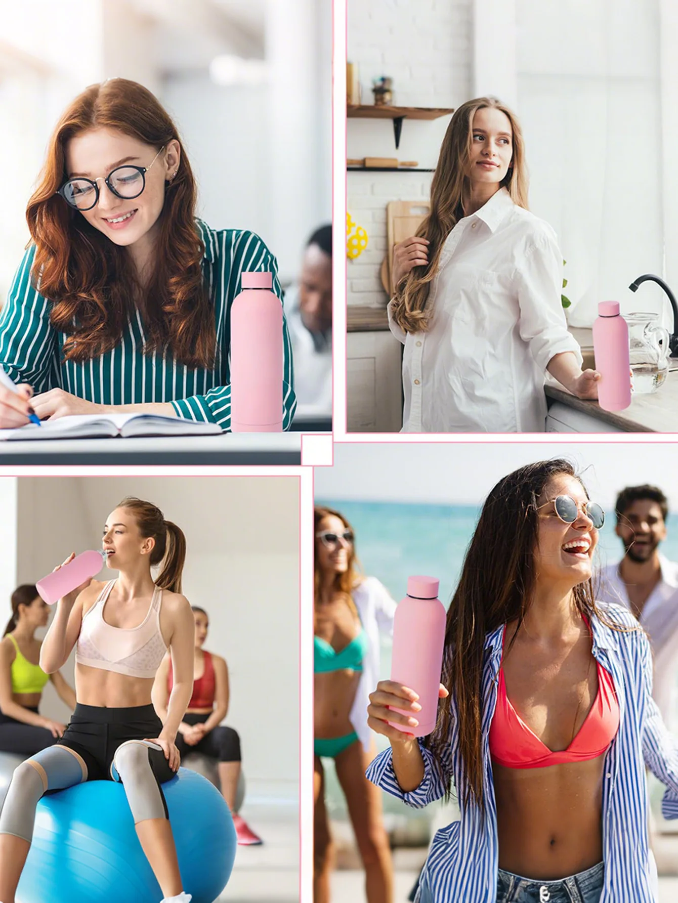 كوب قهوة لاتيه صغير الفم بلون سعة 500 مل، أدوات شرب لجميع المواسم، زجاجة مياه معزولة بالفراغ #5