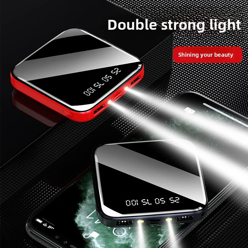 New Mini Power Bank Portable Charger Mirror Screen LED Digital Powerbank External Battery for IPhone Xiaomi Huawei Samsung
