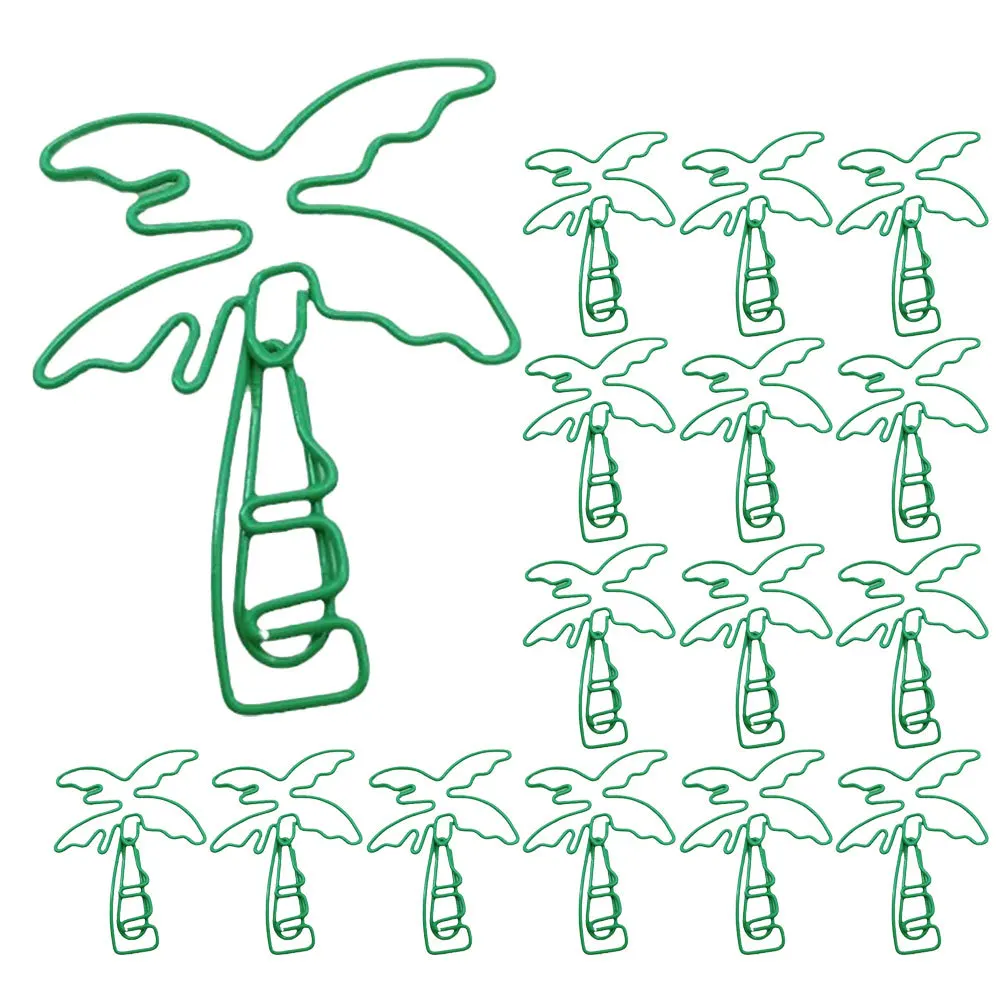 20 pçs clipes de papel palmeira bonito forma de árvore marcadores de metal para material escolar de escritório clipes planejador bonito clipe de papel