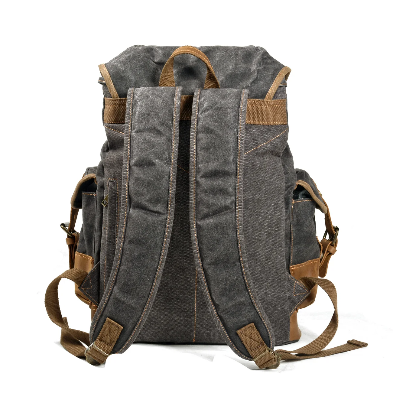 Imagem -02 - Prova Impermeável Água Encerado Lona Mochila dos Homens Mochilas Lazer Mochila de Viagem Bolsa de Escola Portátil Bagpack Masculino Vintage Ombro Bookbagbags à