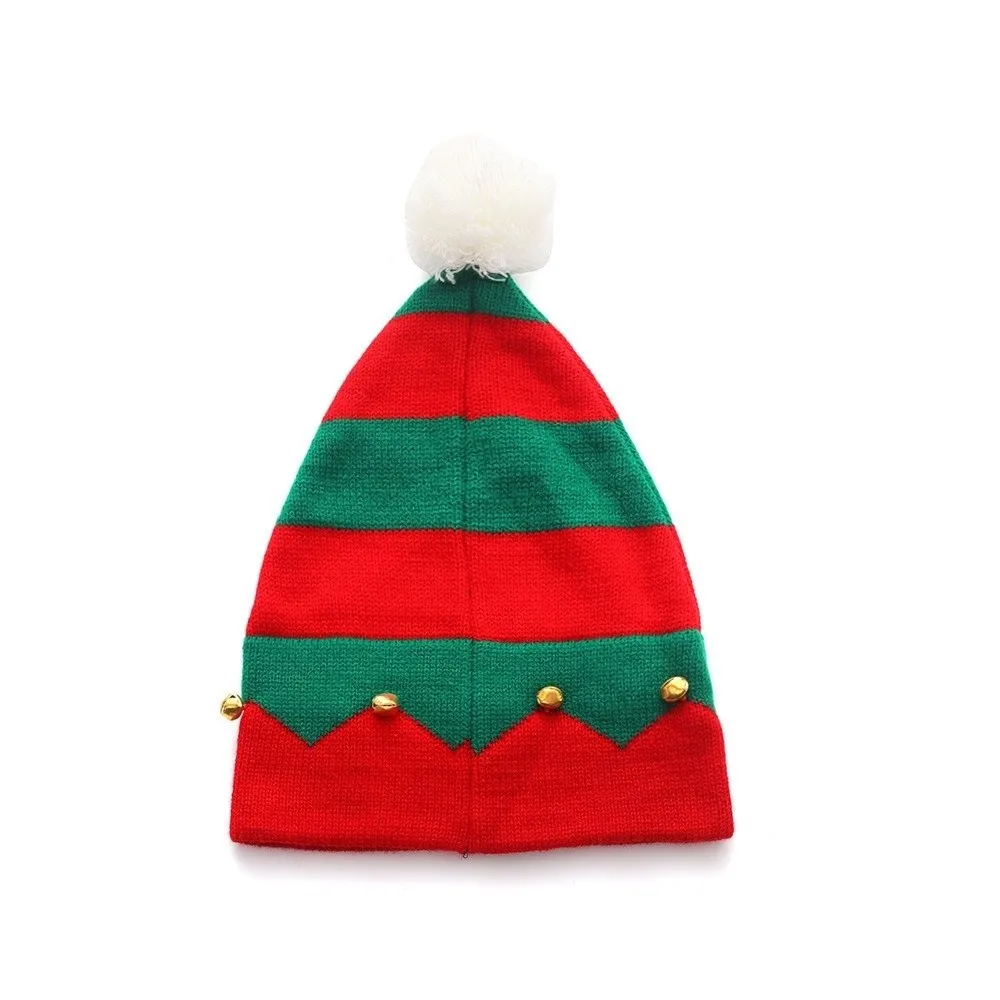 Geschenk Frohe Weihnachten Mütze Weihnachts-Strickmütze Warme Grün-Rote Santa-Mütze Plüschball Koreanischer Stil Wollmütze Frohes Neues Jahr – Detail 9