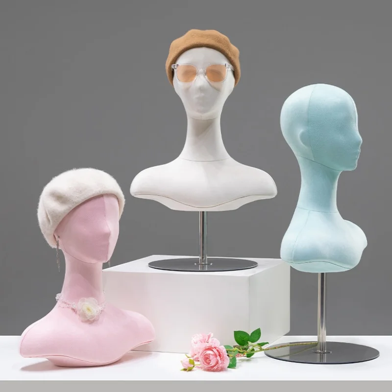 Hat Wig Mannequin Head,Colorful Women's Display Props Accessories,Clothing Store Scarf Rack,Turban,Necklace,Window Display Stand