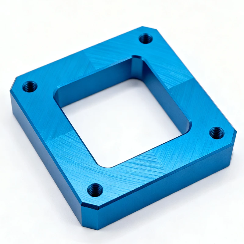 5-Axis CNC Machined 6061 Aluminum Hollow Reinforced Bracket Purple Hard Anodized Lightweight Mount Flange Base