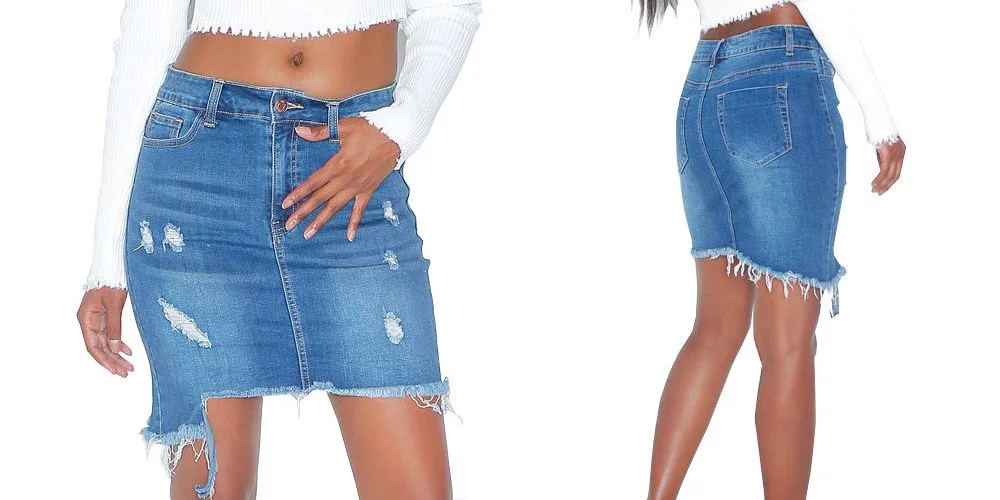 

Denim Skirt for Female Summer Fashion New Worn Fringe Casual Jeans Dresses